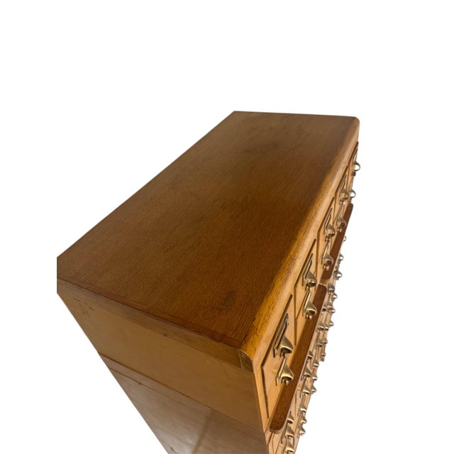 Wood Gaylord Bros., Inc. Vintage Oak Library Card Catalog Cabinet With Pull-Out Writing Shelf, 40 Drawers For Sale - Image 7 of 10