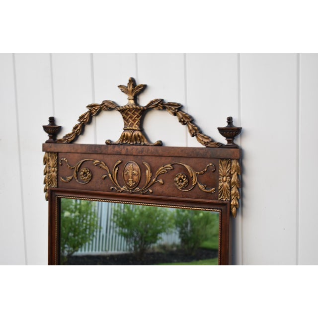 French Antique Louis XVI Style Walnut Pier Wall Mirror Neoclassical Gilt Urn Crest For Sale - Image 3 of 18