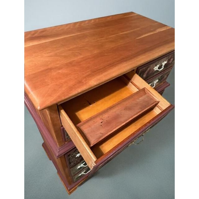 Vintage Kling Solid Cherry Hand-Painted Tallboy | Tall Chest of Drawers For Sale - Image 6 of 8