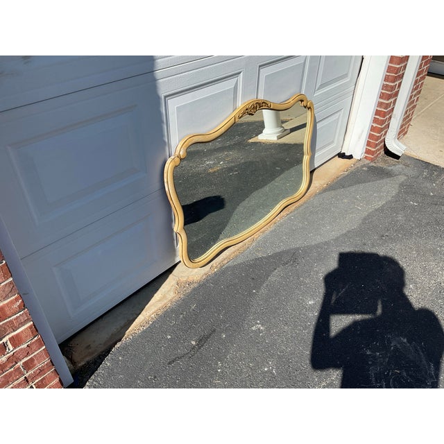 Drexel Exquisite Vintage French Provincial Wall Mirror in Cream & Gilt, Attributed to Drexel, 1970s For Sale - Image 4 of 7