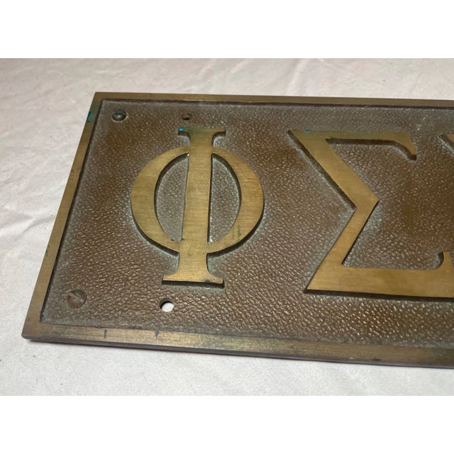 Bronze Vintage Thick Bronze Phi Sigma Sigma Sig Sorority Fraternity Wall Plaque Plate For Sale - Image 8 of 9