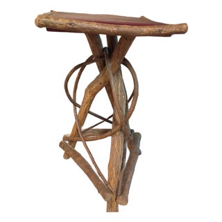 Early 20th Century Folk Art Bent Willow Adirondack Accent Table For Sale