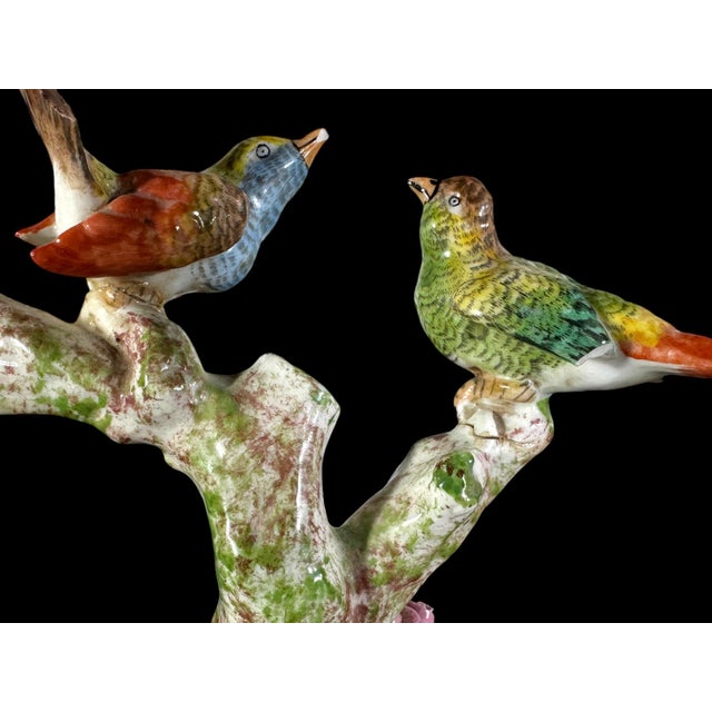 Pair of Porcelain Finch Birds on Branches, France, Early 20th Century For Sale - Image 11 of 12