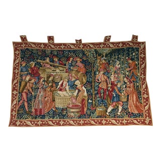 French Medieval Large Tapestry - 54" X 36” For Sale