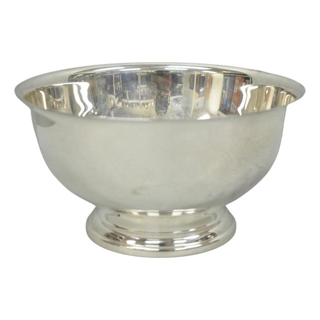 Vintage Mid Century Modern Towle Silver Plated 8.5" Round Footed Serving Bowl For Sale