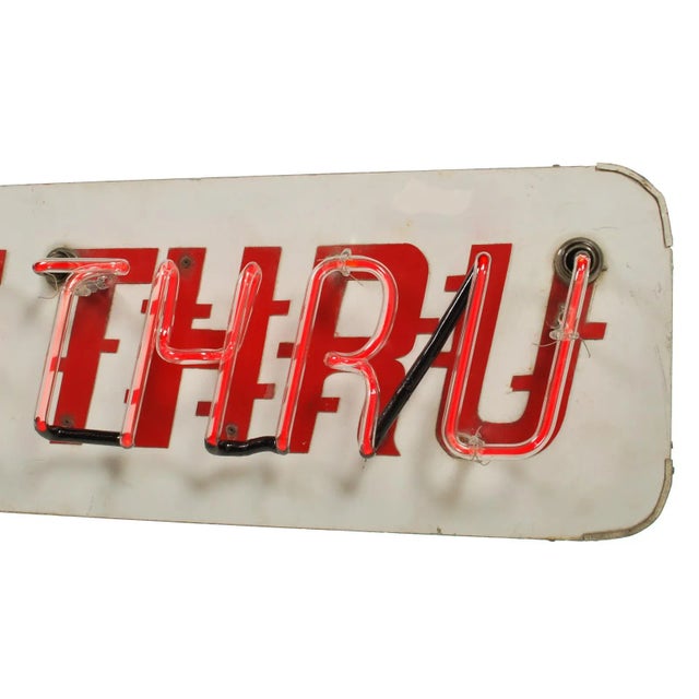 Red Authentic Vintage Drive Thru Neon Sign For Sale - Image 8 of 10