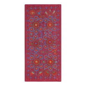 Silk Red Suzani Tapestry With Floral Design - Wall Decor