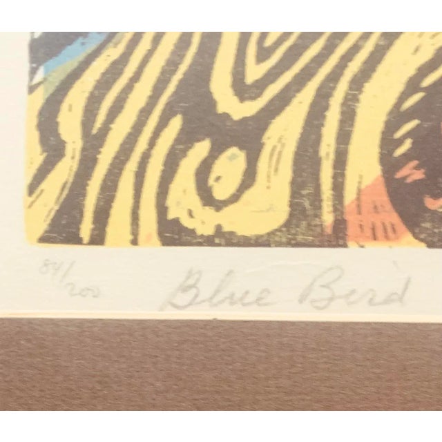 Mid 20th Century "Bluebird" Original Expressionist Figurative Lithograph by Irving Amen, Framed For Sale In Philadelphia - Image 6 of 7