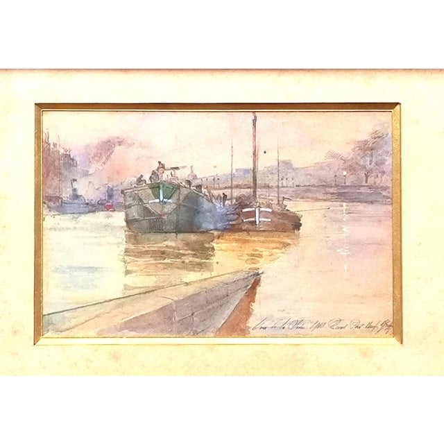 Giovanni Greppi, Paris Pont Neuf Sur La Seine, 1910, Watercolor, Framed For Sale - Image 3 of 4