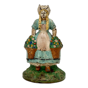 Scarce Early Hubley Manufacturing Co. Model #10 Dutch Girl & Flower Baskets Cast Iron Doorstop Circa 1920s