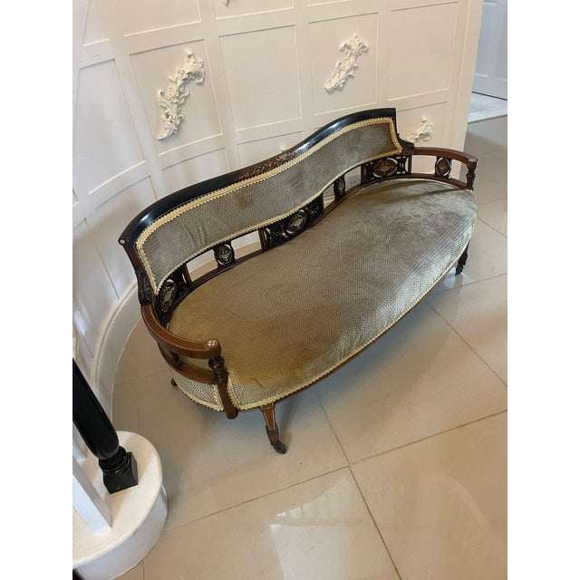 Antique Victorian Rosewood Inlaid Settee, 1880 For Sale - Image 9 of 13