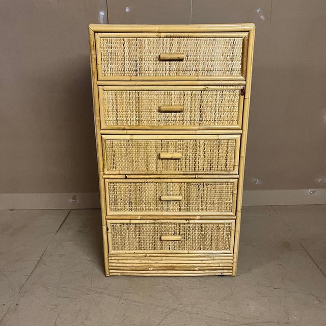 Vintage Cane and Bamboo Chest of Drawers For Sale - Image 8 of 8