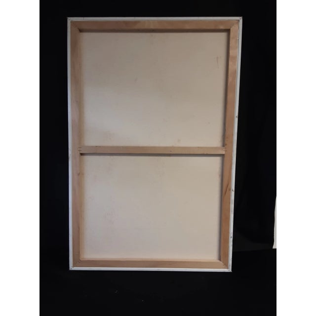 Vintage Brightly colored abstract painting of a face on canvas. Unsigned.