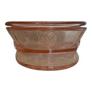 Early 20th Century Pink Pressed Glass Military Cap Covered Powder Box For Sale