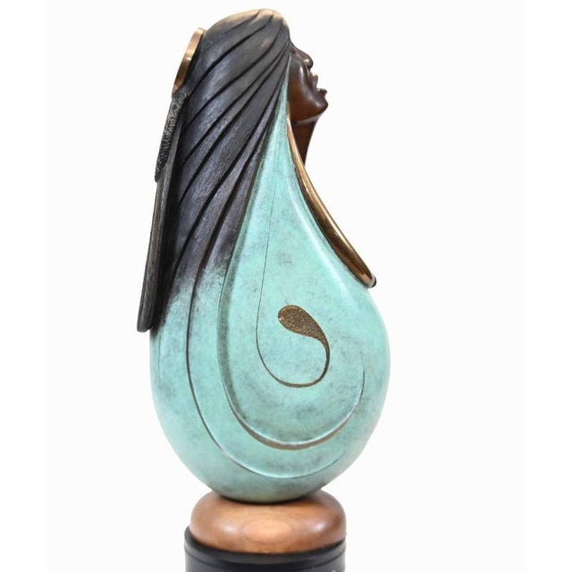 Native American Mother and Child Figurine in Bronze by Ernest Bo Mirabel, 1990s For Sale - Image 11 of 13