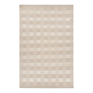 Oversized Rug & Kilim’s Scandinavian Style Rug in Beige With Geometric Patterns For Sale