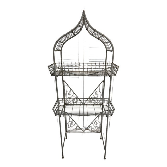 Vintage Mid Century Era 1940s Baby Blue French Etagere For Sale