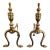 Pair of Handmade Italian Solid Brass Fireplace Andirons For Sale