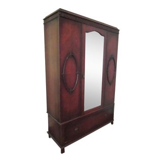 Antique English Wood Wardrobe Armoire For Sale