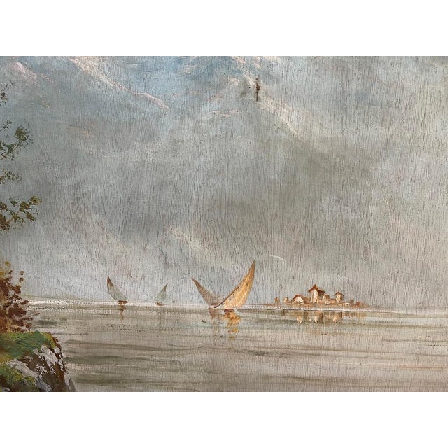 Ettore Percivaldi, Lake Landscape, 20th Century, Oil on Panel, Framed For Sale - Image 4 of 9