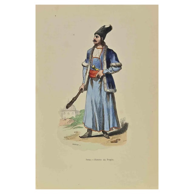 Auguste Wahlen, Persian Man of the People, Lithograph, 1844 For Sale