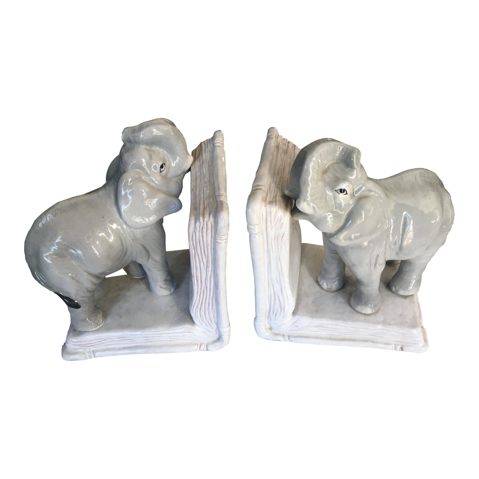 Italian Ceramic Elephant Bookends A Pair Chairish