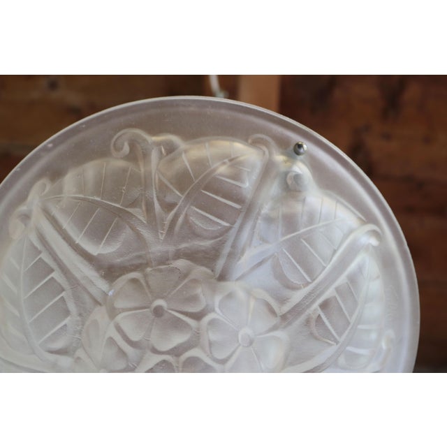 Antique Art Deco Art Nouveau Floral Pendant Chandelier in Soft Pink by Degue, 1930 For Sale - Image 10 of 14