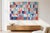 Bauhaus 2026, Bauhaus Painting on Canvas in Blue and Red, Against the Current, Geometric Arches and Curves by Natalia Roman For Sale - Image 3 of 8