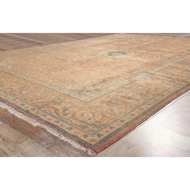 Textile Mid 20th Century Mid 20th Century Vintage Persian Yazd Rug - 08'00 x 11'03 For Sale - Image 7 of 9
