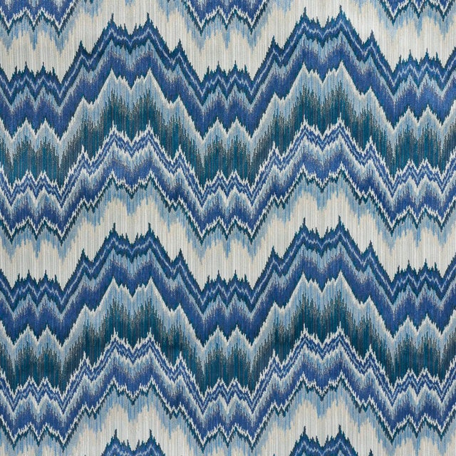 SAMPLE - Schumacher Bezique Flamestitch Velvet Fabric In Lapis For Sale