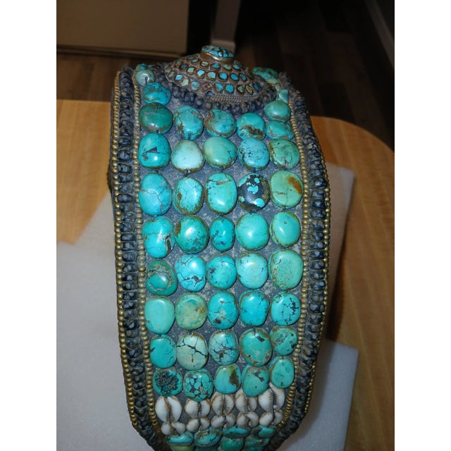 Vintage Turquoise and Silvefr Tibetan Headdress For Sale In Phoenix - Image 6 of 12