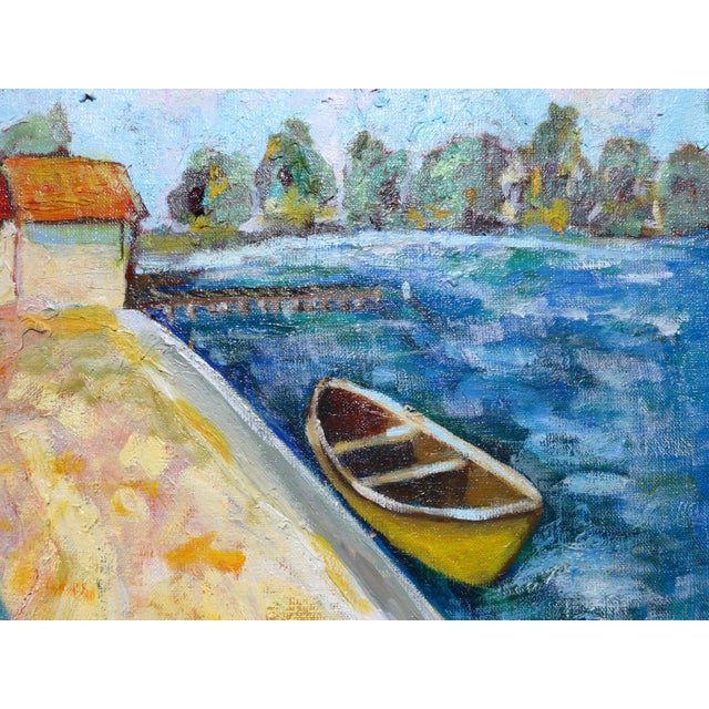 Impressionist Painting, French Boat on the Lake Chairish
