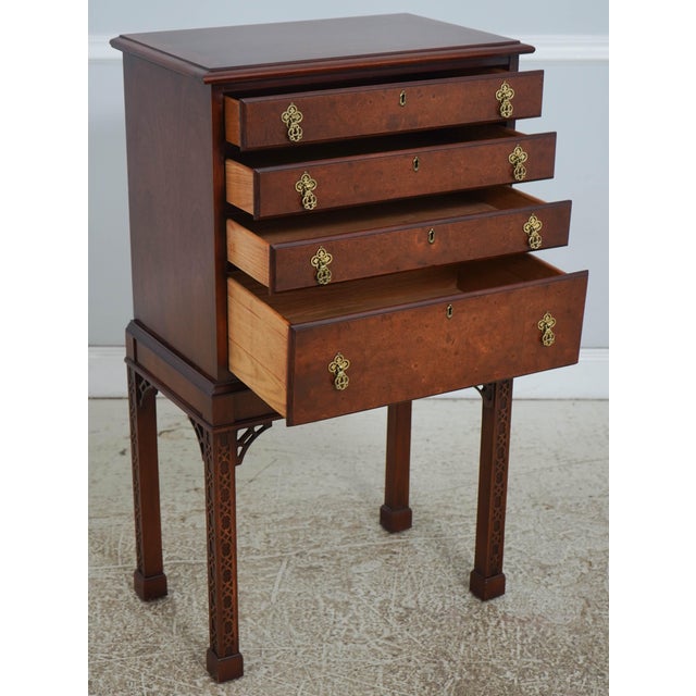 Chippendale Hickory Chair Burl Wood Banded Silver Chest For Sale - Image 3 of 16