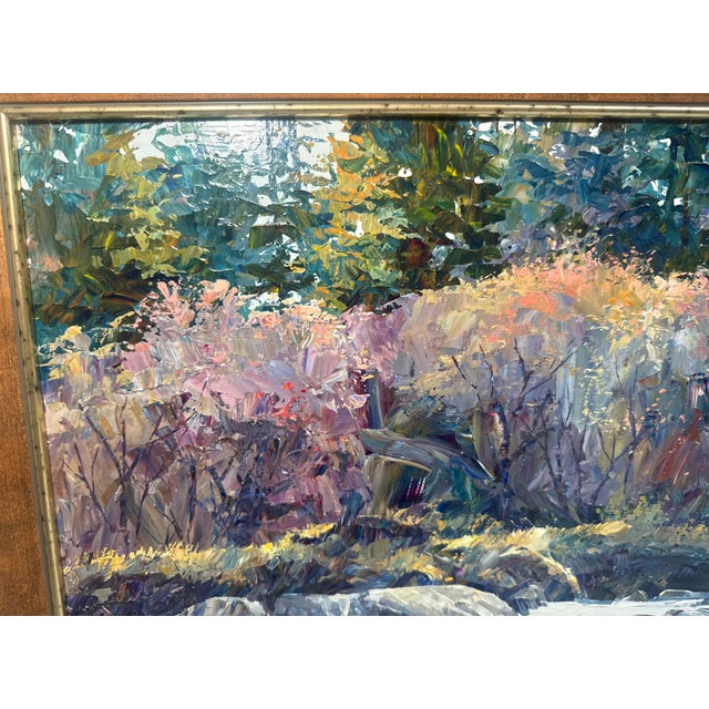 Paint Vintage Original Connie J Boswell 2side Oil Painting Landscape River Expressive Realism For Sale - Image 7 of 18
