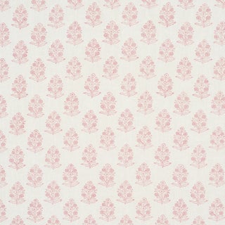 Schumacher Aditi Hand Blocked Print Fabric In Blush For Sale