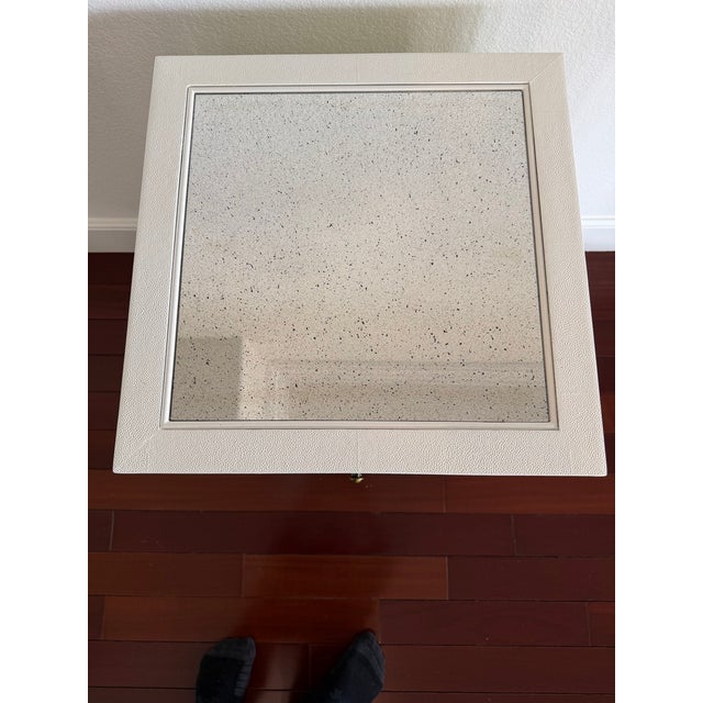 Modern Made Goods Shagreen & Antique Mirror Nightstand – 3 Drawer – Designer Piece For Sale - Image 3 of 9