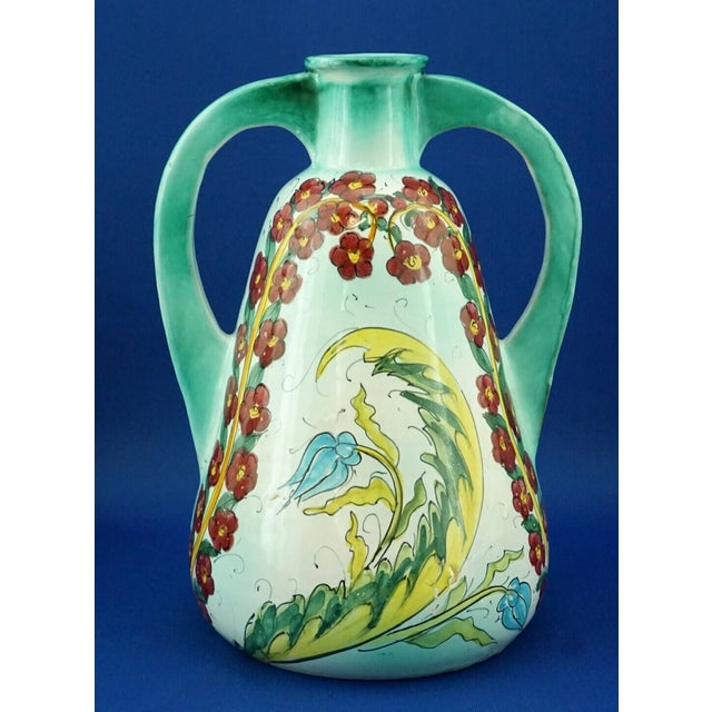 1960s Italian Majolica Ceramic Vase with Flowers by Pisapia, 1960s For Sale - Image 5 of 18