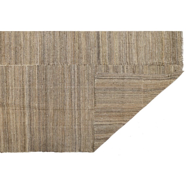 2020s 12x15 Earthy Minimalism: Handmade Modern Kilim Wool Rug For Sale - Image 5 of 11