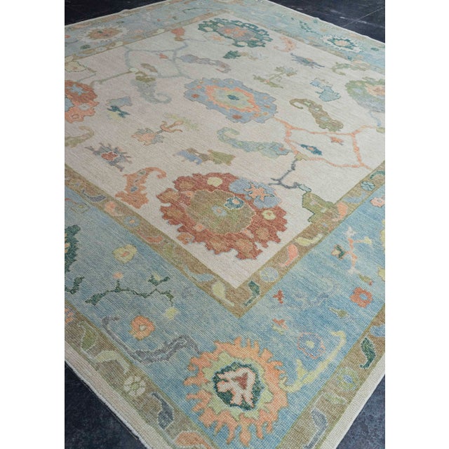 Blue Turkish Oushak Square Rug 9'10" x 10'10" #20434 For Sale - Image 8 of 8