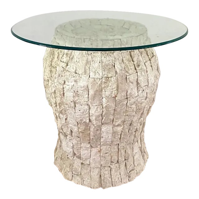 Vintage 1980s Tessellated Mactan Stone Table in the Style of Maitland Smith For Sale