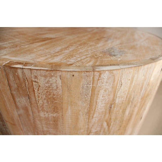 Vintage Rustic Farmhouse/Wabi Sabi Round Drum Side Table For Sale - Image 4 of 4