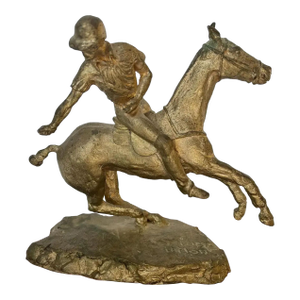 Mid 20th Century Vintage Equestrian Cast Bronze Polo Horse Sculpture