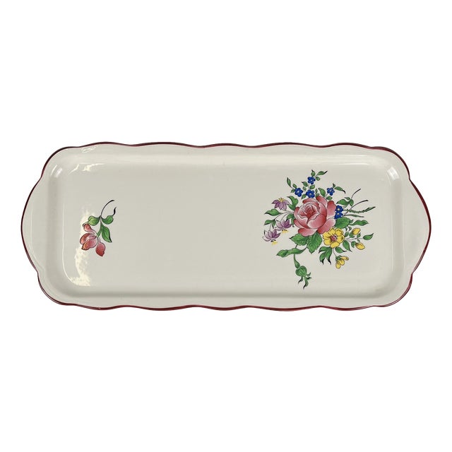 Réverbère Cake Plate with Pink Pattern from KG Lunéville, 1980s For Sale