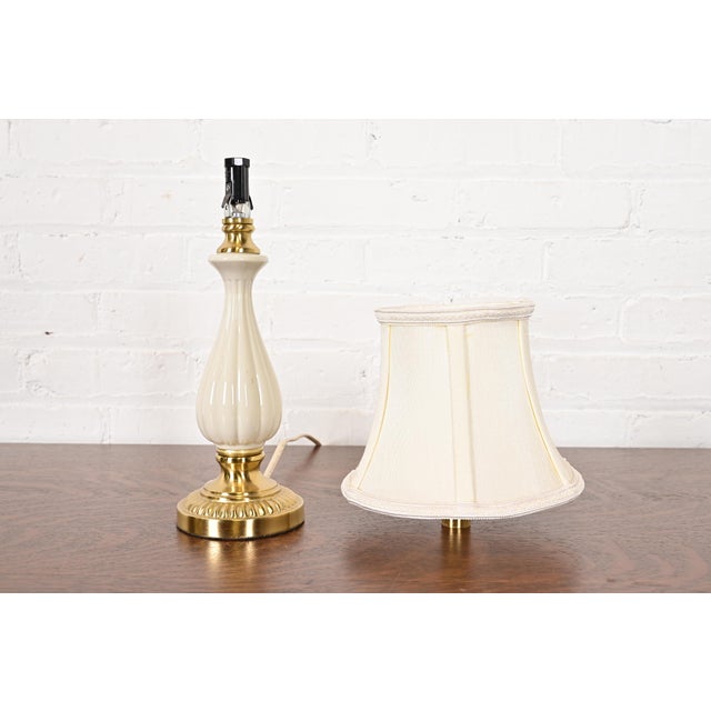 Lenox Lighting by Quoizel Hollywood Regency Porcelain and Brass Table Lamps, Pair For Sale - Image 11 of 13