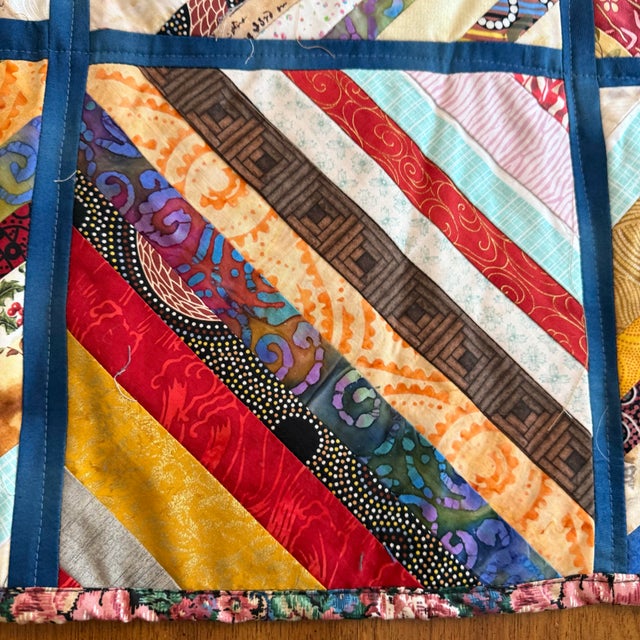 American Folk Art Patchwork Lap Quilt or Wall Hanging For Sale - Image 4 of 10