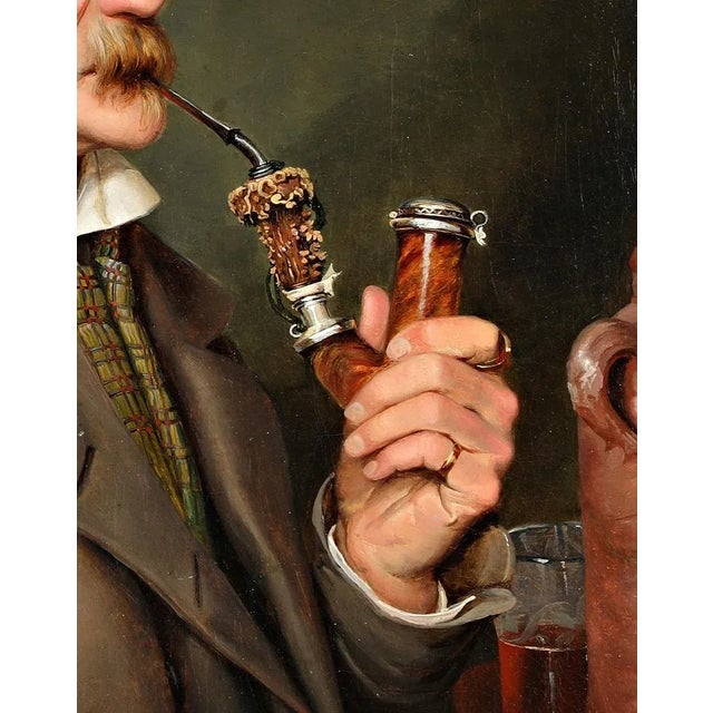 Theodor Leopold Weller, Pipe Smoker, Munich, Mannheim, Oil on Canvas For Sale - Image 6 of 8