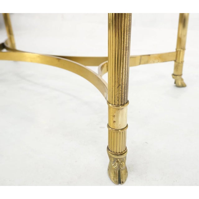 Horse Head Hoof Feet Brass Base Oval Glass Top Italian Coffee Center Table For Sale - Image 11 of 13