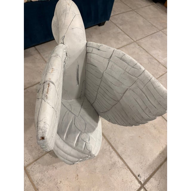 Monumental Vintage Hand Carved Wooden Swan Sculpture Palm Beach Chic Folk Art For Sale - Image 9 of 13