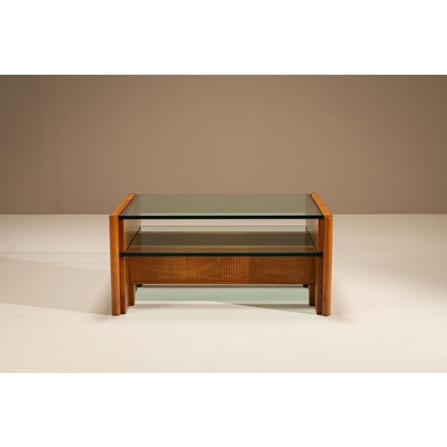 Vintage Coffee Table in Walnut and Glass by Officina Rivadossi, Italy, 1970s For Sale - Image 6 of 11