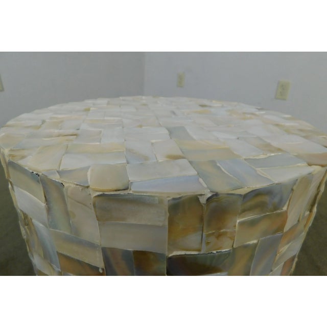 Mother of Pearl Mosaic Cylinder Pedestal For Sale - Image 12 of 13